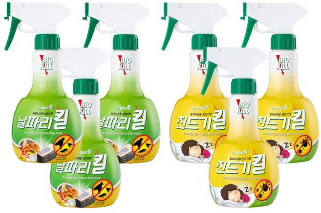 비오킬 살충제 날파리킬 370ml + 진드기킬 370ml 세트, 3세트