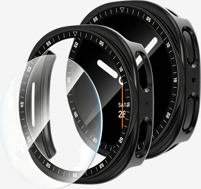 갤럭시워치8 메탈 눈금 PC 보호 케이스 40mm 44mm, 블랙, 1개