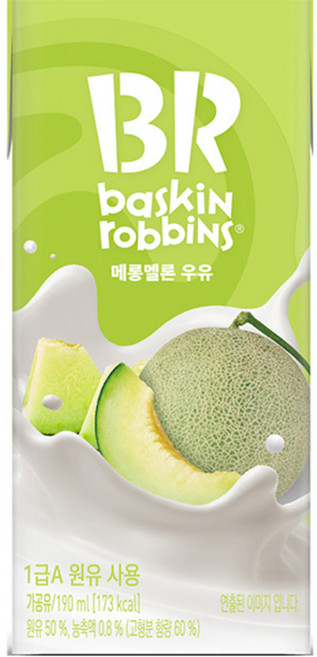 배스킨라빈스 메롱멜론우유, 190ml, 4개