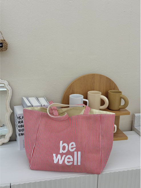 제이서니 스트라이프 각잡힌 리버시블 be well 에코백 보부상 빅사이즈 양면 캔버스백