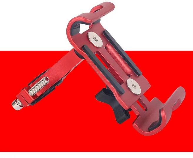 오토바이 휴대폰 거치대 자전거 마운트 범용 모바일 셀 GPS 금속 라이딩 MTB 스탠드 브래킷 모토 핸들바 미끄럼 방지 클립, Fixed Red, 1개