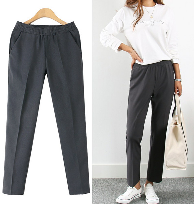 나인뮤즈 허리밴딩 슬랙스 일자핏 빅사이즈여성의류 ~3XL 데일리 키작녀 리더밴딩팬츠