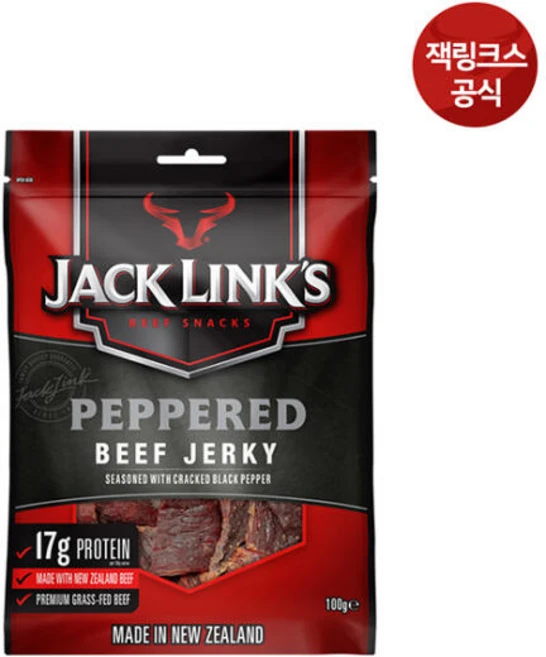 잭링크스 비프 져키 페퍼드 육포, 100g, 1개 - 쿠팡