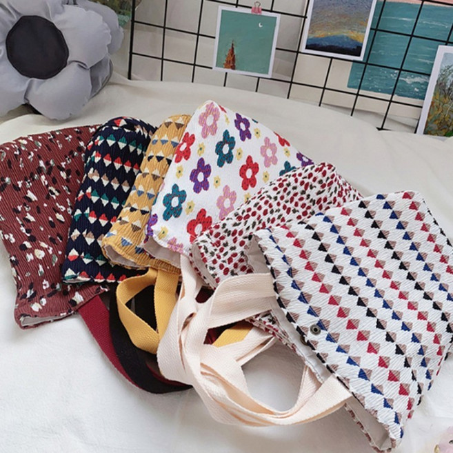 [당일출고]여성 미니백 에코백 손가방 손목가방 토트 핸드 플리츠 천가방