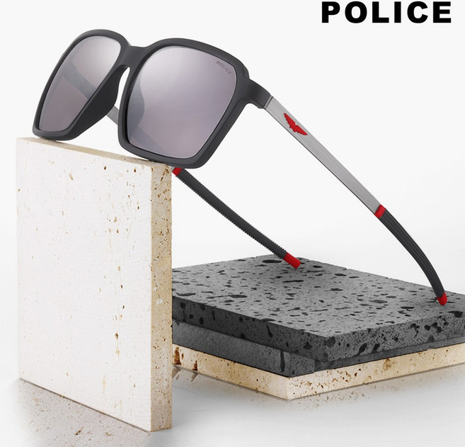 폴리스 선글라스 SPLL16M-U28Z 남자 티타늄테 미러 뿔테