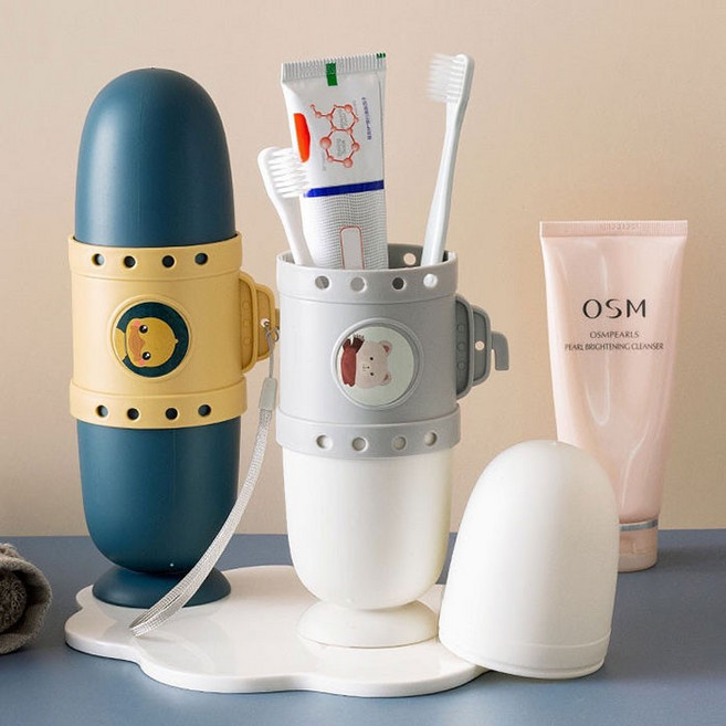 잠수함 칫솔 케이스 다용도 칫솔통 양치컵 칫솔꽂이보관함 연필보관함 휴대용 생일 답례품 선물용, 화이트, 1개