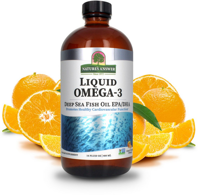 네이쳐스앤서 리퀴드 오메가 3 딥 씨 피쉬 오일 EPA DHA 내추럴 오렌지 플레이버, 480ml, 1개