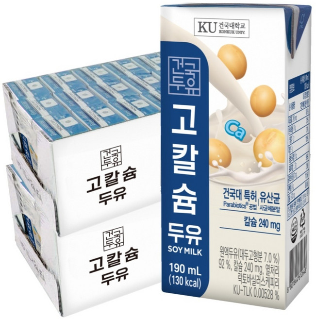 건국 고칼슘 두유 190ml, 48개