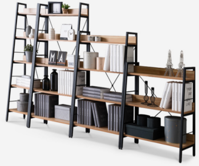 이케아 선반 철제선반장 벽 원목 모듈 수납 다용도 시스템 사다리, 3단슬림, 블랙