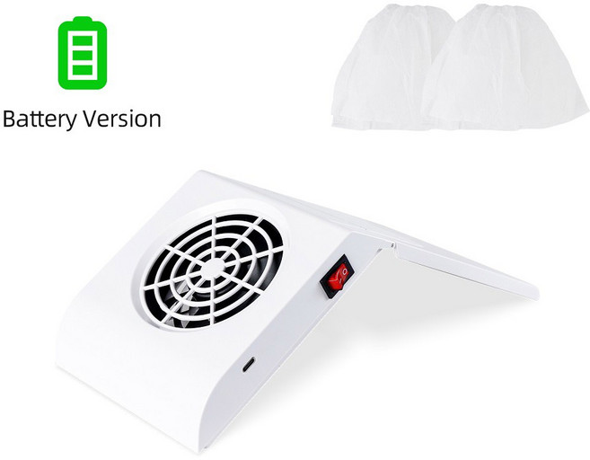 초강력 흡진기 네일 3300RPM 접이식 먼지 추출기 수집기 팬 진공 청소기 각도 조절 가능 아트 매니큐어 기계, 3)battery white