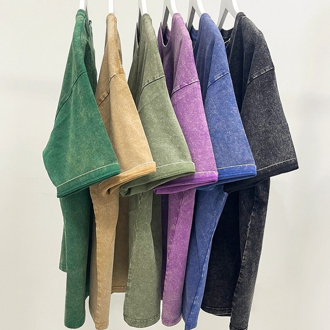 남녀공용 피그먼트 루즈핏 워싱 반팔티