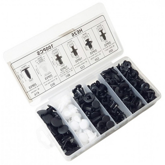 차량용 100P 패스너 자동차 나사 볼트 클립 공구 DIY 셀프수리 정비 부속, 호오라 본상품선택, 상세페이지 참조