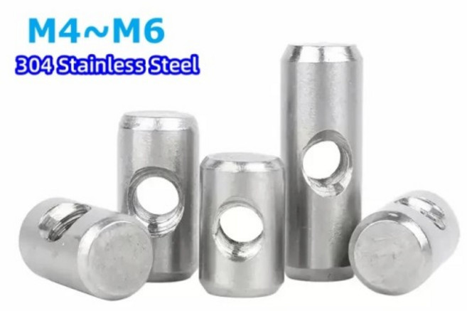304 스테인레스 스틸 배럴 볼트 원통형 핀 은못 크로스 홀 해머 목재 가구 액세서리 용 임베디드 너트 M4 M5 M6, M5x20-8(5pcs)