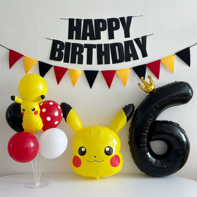 포켓몬 피카츄 풍선 생일 파티 세트, 숫자풍선 6