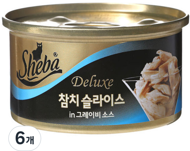 쉬바 디럭스 참치슬라이스 그레이비소스 캔, 참치슬라이스와그레이비소스, 85g, 6개
