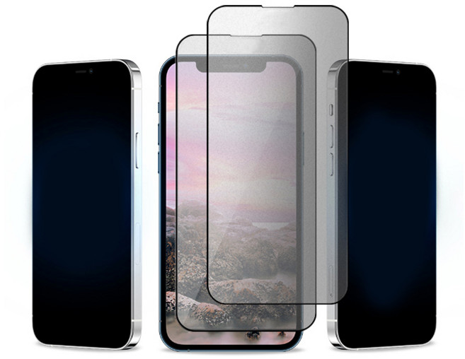 투에이비 아이폰 무광 매트 저반사 지문방지 사생활보호 호환 풀커버 강화유리 2개입, 1세트