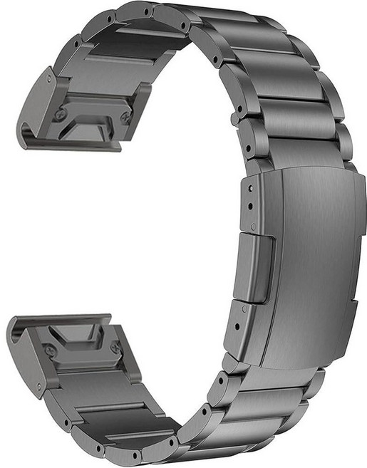 MaKTech Garmin용 티타늄 밴드 퀵 릴리즈 커넥터가 있는 26mm 3피스 금속 팔찌 스트랩 거북이 버클 Garmin Fenix 7X/6X 프로/5X/5X 플러스/, Gray