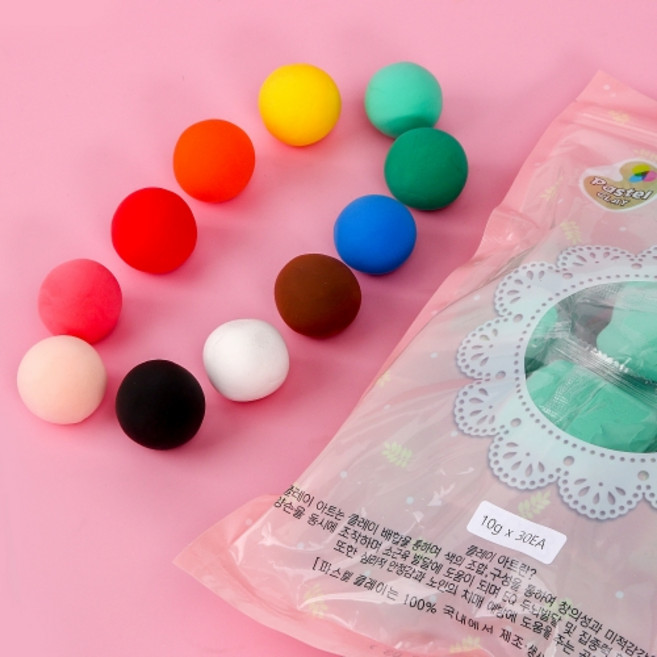 고무 찰흙 컬러 클레이 촉감 점토 놀이 10g x 30 11종, 10 검정, 1개