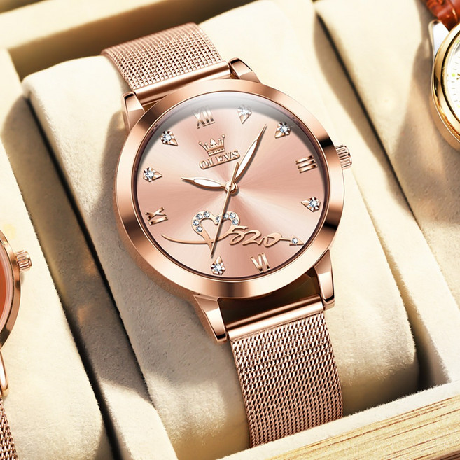 OLEVS 여성손목시계 정품쿼츠 럭셔리 명품 워터프루프 야광 메탈시계