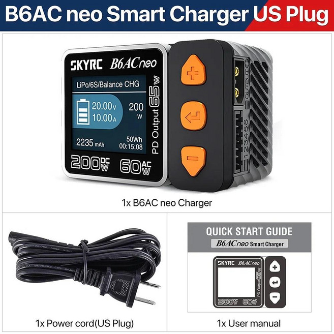 New SkyRC B6ACneo Smart Charger DC 200W AC 60W Battery Balance B6AC neo SK-100200 Upgraded for b6ac, 01 B6AC neo EU plug, 1개