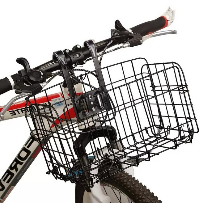 플렉스몰 원터치 탈부착 자전거바구니 접이식 대형 장바구니 바스켓, 1개, 블랙