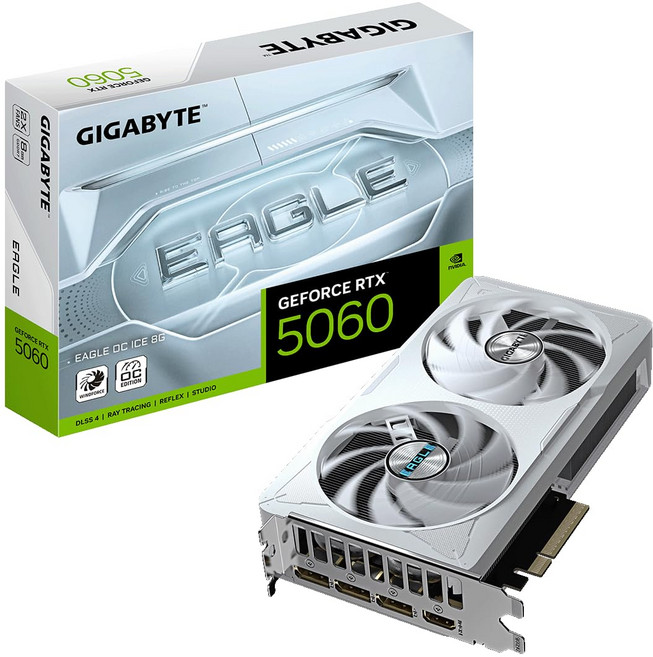 GIGABYTE NVIDIA Geforce RTX5060 GDDR7 8GB GV-N5060EAGLEOC ICE-8GD 탑재 그래픽 보드 [국내, EAGLE, RTX5060|OC|ICE|8GB