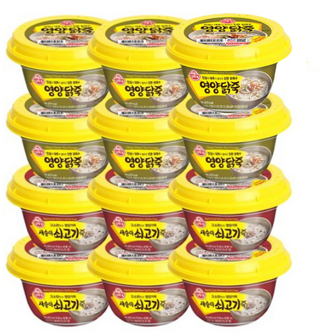 오뚜기 영양닭죽6개 + 새송이쇠고기죽6개, 285g, 12개