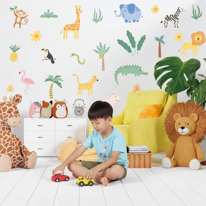 베베노트 자국 없는 아기방 벽 스티커 아이방 키 포인트 인테리어, 동물 친구들