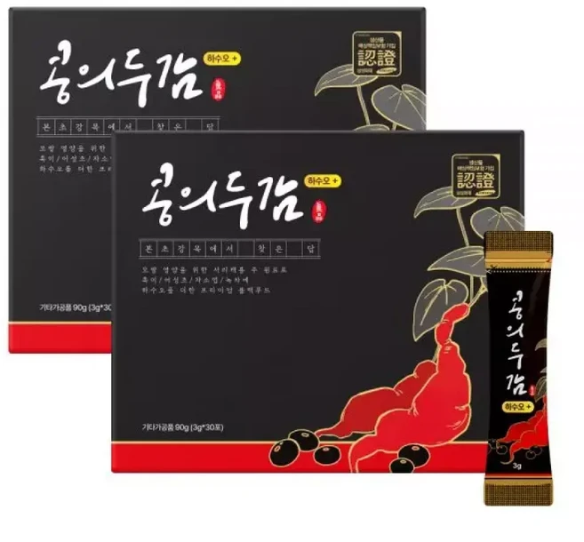 콩의두감 하수오 플러스 서리태환 적하수오환 30p 2개 티타임 브런치 샌드위치 카페인 파인다이닝 힐링, 1개, 90g