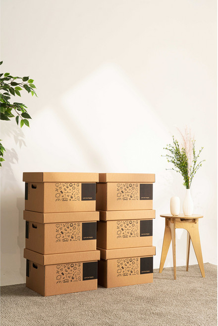 박스365 초특가 6개 종이보관정리함 대형 중형 소형 3종 모음, 인쇄 소형 340×250×230