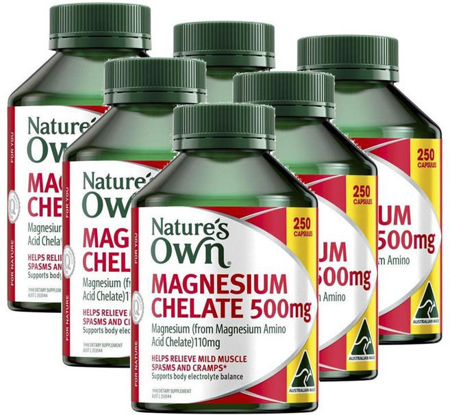 네이쳐스오운 마그네슘 킬레이트 500mg 캡슐 Natures Own Magnesium Chelate, 6개, 250정