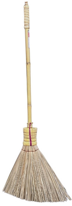 手工編織椰葉纖維掃帚 傾斜掃頭設計, 黃土色, 1個