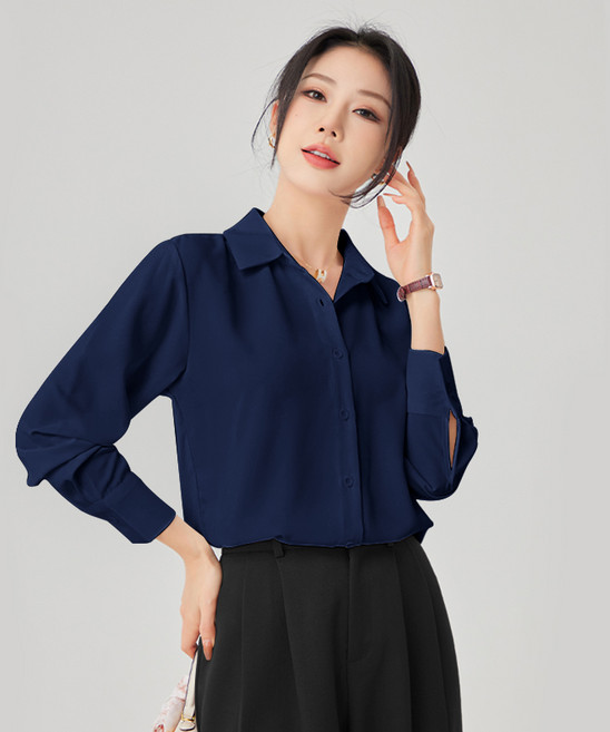 YAMANMAN 여성 베이직 긴팔셔츠 블라우스 출근룩