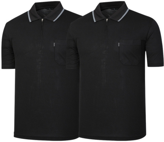 1+1 나인앤나인 쿨론 지퍼 카라 시원한 여름 반팔 티셔츠(2장세트)