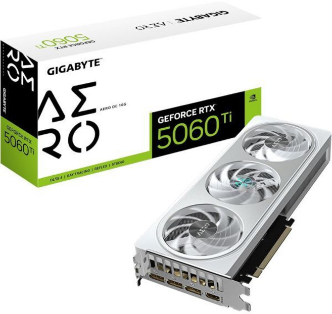 기가바이트 지포스 RTX 5060 Ti AERO OC 16G 그래픽 카드 16GB 128비트 GDDR7 PCIe 5.0 WINDFORCE 냉각 시스템 GV-N506TAERO O, RTX5060Ti|OC|16GB