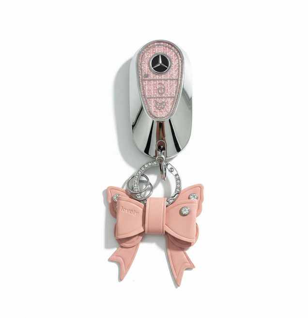 어니트 벤츠 호환 크리스탈 차키케이스 자동차 키링 키홀더, BZ-C타입, 핑크