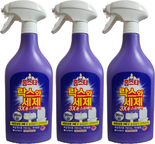 홈스타 락스와세제 3X 폼 스프레이 후로랄향 500ML*2개, 750ml, 3개
