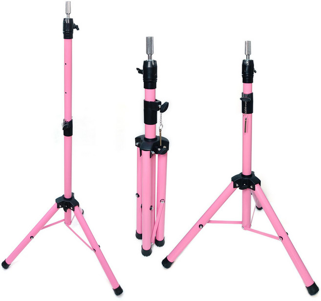 BEUGA BG507 미용삼각대 핑크 컬러 헤어 가발 스탠드 홀더, 1개