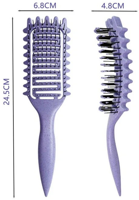 곱슬 머리 브러시 중공 컬 정의 스타일링 브러시 수염 빗 스타일링 디 탱글 브러시 다목적 홈 스타일링 도, 1개, 04 보라색 - 쿠팡
