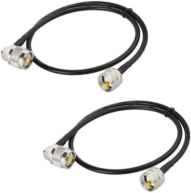 HAM 및 CB 라디오 안테나 분석기 더미 로드 SWR 미터 2팩용 슈퍼배트 PL-259 점퍼 케이블 UHF Pl259 남성 대 저손실 디지털 RG58 동축 3피트, 2ft, 2ft