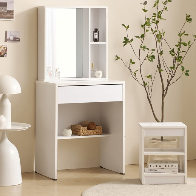 국내제작 이케아 거울 서랍형 화장대세트 서랍 우드 수납 화장대세트 600, 화이트