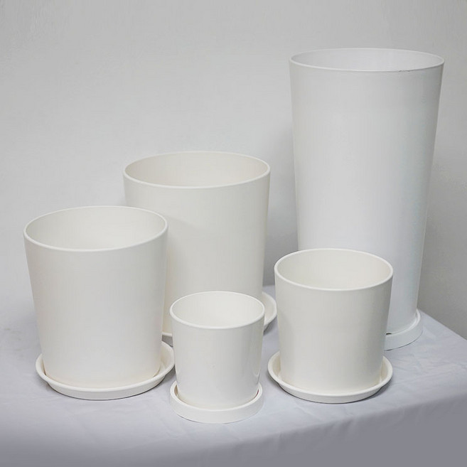 깔끔한 원뿔형 국산 플라스틱 화분 5종, 1개, 화이트