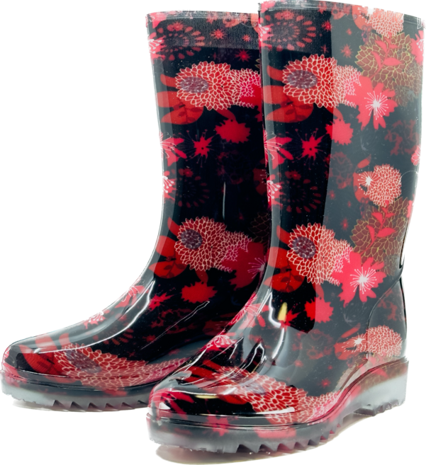 펭귄 꽃무늬 고무 장화 식당 주방 논슬립 여성