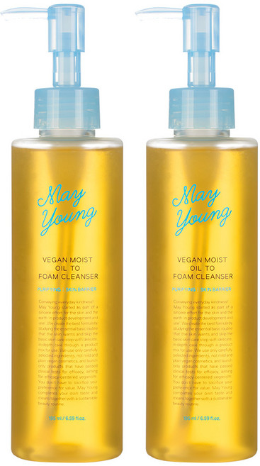 [공식몰] 메이영 비건 모이스트 클렌징오일 투 폼클렌저, 2개, 195ml