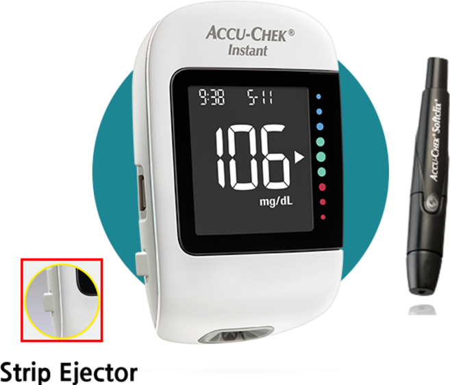 신형 아큐첵 인스턴트 혈당측정기 세트 (기계+채혈기+시험지10매+정품침10개+전용파우치) 검사지 제거 버튼 메모리 추가 SW, 1세트