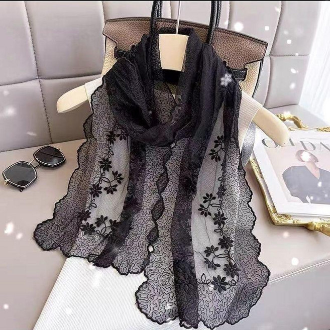 無品牌 經典百搭長款蕾絲絲巾春夏款
