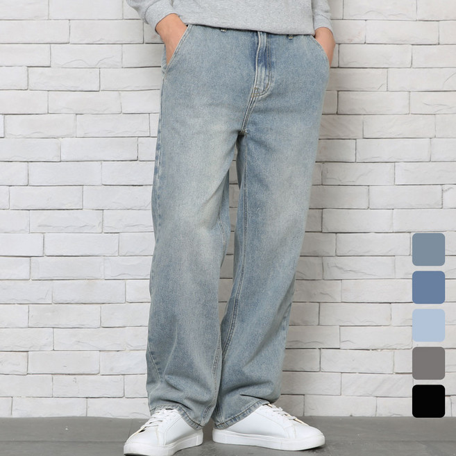 위드진 남성청바지 사계절 세미와이드 5컬러 뒷밴딩 데님