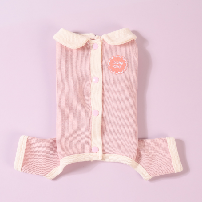 강아지 올인원 내복 실내복 강아지옷 올인원 럭키, AL055PK, 1개