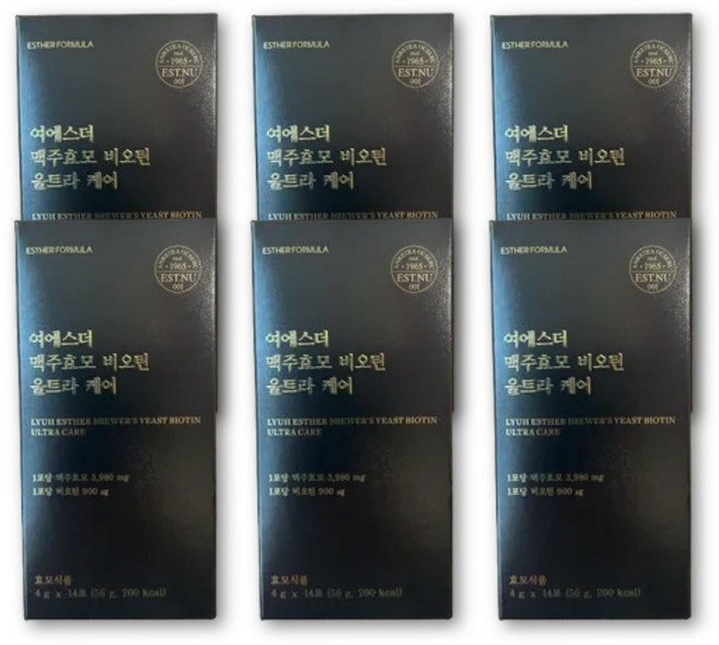 여에스더 여에스터 독일산 프리미엄 맥주 효모 비오틴 울트라 케어 아누카사과 블랙푸드 검정콩 흑미 다시마 추출 분말 판토텐산 엘 L 시스틴 시스테인, 6세트, 14회분