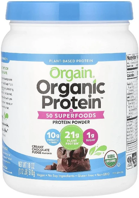 올게인 단백질 프로틴 Protein 분말 50가지 슈퍼 푸드 초콜릿 퍼지 510g, 1개 - 쿠팡